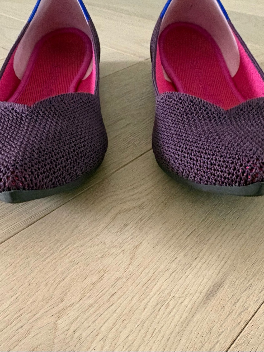 Rothys Sz 11 The Point Womens Berry Lattice Purple Ballet Flats Knit Slip On - Picture 2 of 10